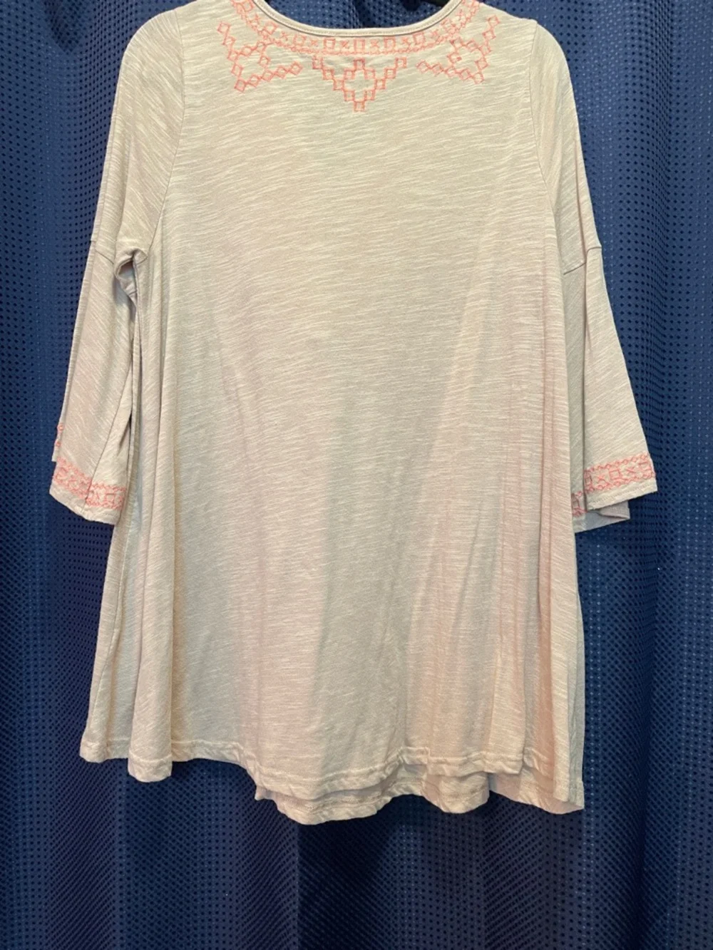 Umgee Cream Tunic with Coral Embroidery - Picture 9 of 11